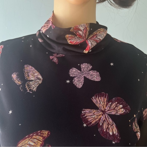 Material Girl Butterfly Printed Mesh Butterfly Bodycon Dress Size Medium - Picture 8 of 16